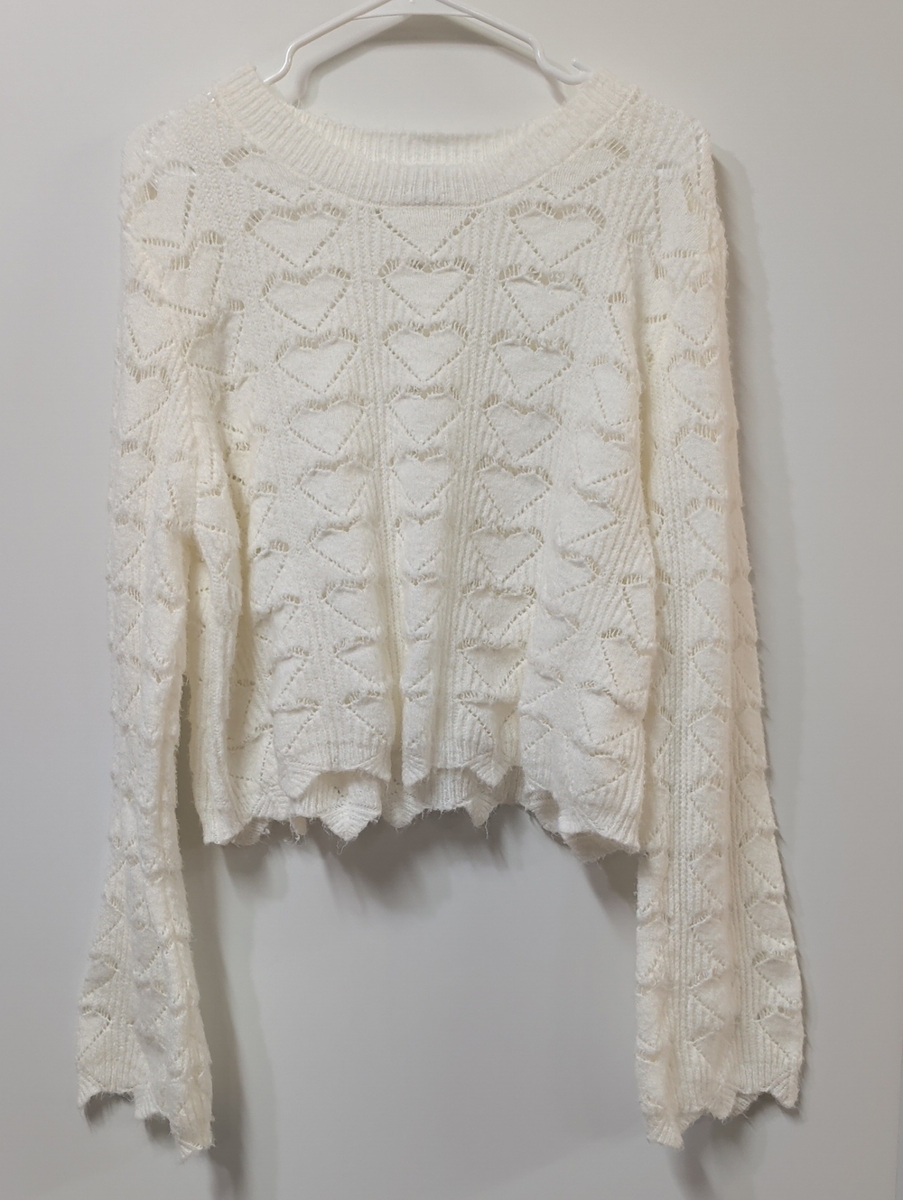 Hooked Up by IOT Open Heart Stitch Pullover Sweater Oversized Large (Juniors)